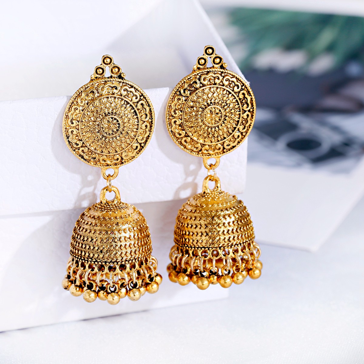 Vintage étnico ouro cor Jhumka - Indian Wedding Supply avaliação e preço