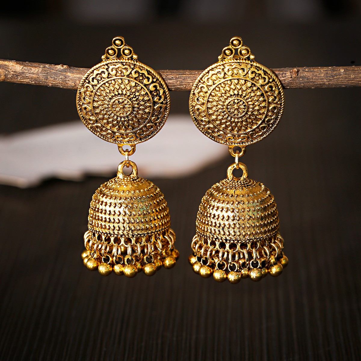 Vintage étnico ouro cor Jhumka - Indian Wedding Supply avaliação e preço